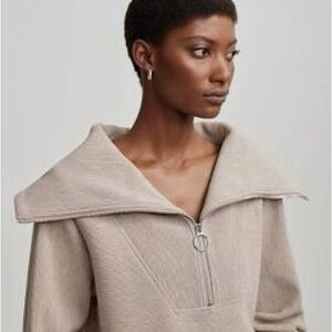 Varley Taupe Cowl Neck Sweater